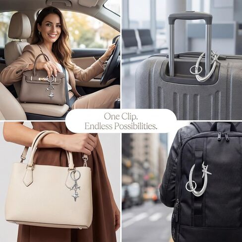 2 Pcs Y2K Star Carabiner Keychain, Aesthetic Star Moon Keychain Silver Fashion Key Chain Karibiner Clasp Snap Hook Holder for Men Women Handbag Backpack Bag in Saudi Arabia