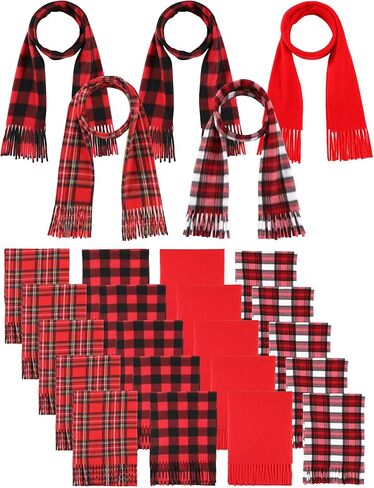 25 Pcs Plaid Winter Neck Scarf Soft Warm Classic Scarf Unisex Black Red Grey Scarf for Women Men in Kuwait