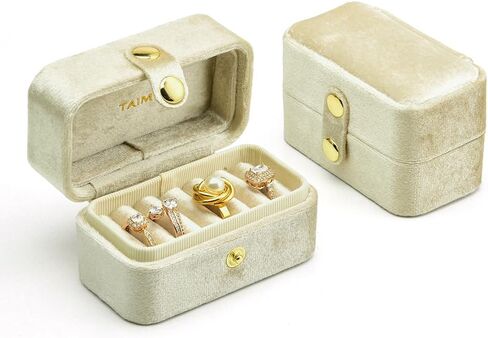 حقيبة سفر صغيرة للمجوهرات، صندوق خاتم مخملي صغير الحجم قابل للحمل للنساء، حامل حلقات صغير ومنظم (أزرق) in Kuwait