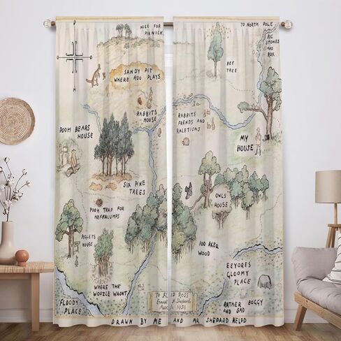 Funnytree Honey-Loving Bear Window Curtains Children's Literature Drapes Bedroom Home Room Decor Durable Fabric Machine Washable 82" X 84" SC00076-013 in Saudi Arabia