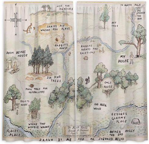 Funnytree Honey-Loving Bear Window Curtains Children's Literature Drapes Bedroom Home Room Decor Durable Fabric Machine Washable 82" X 84" SC00076-013 in Saudi Arabia