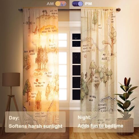 Funnytree Honey-Loving Bear Window Curtains Children's Literature Drapes Bedroom Home Room Decor Durable Fabric Machine Washable 82" X 84" SC00076-013 in Saudi Arabia
