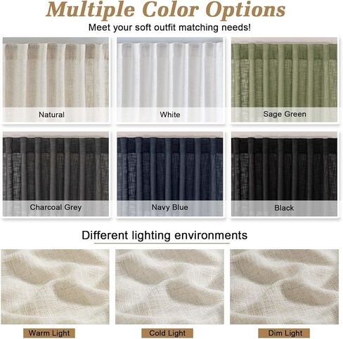 OWENIE Natural Linen Curtains 84 Inch Length 2 Panels Set for Living Room Bedroom, Thick Textured Burlap Linen Blend Light Filtering Boho Farmhouse Window Treatments with Back Tab Top, 52" W x 84" L in Kuwait