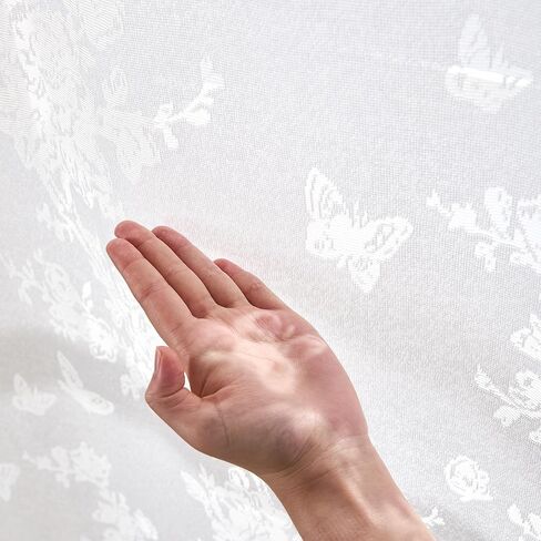 PONY DANCE Dreamy Butterfly Floral Sheer Curtains 84 inches Long - Vertical Window Treatments for Sliding Glass Door, Romantic Light Filtering Window Gauze,55x84 inches,White in Kuwait