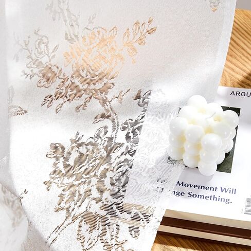 PONY DANCE Dreamy Butterfly Floral Sheer Curtains 84 inches Long - Vertical Window Treatments for Sliding Glass Door, Romantic Light Filtering Window Gauze,55x84 inches,White in Kuwait