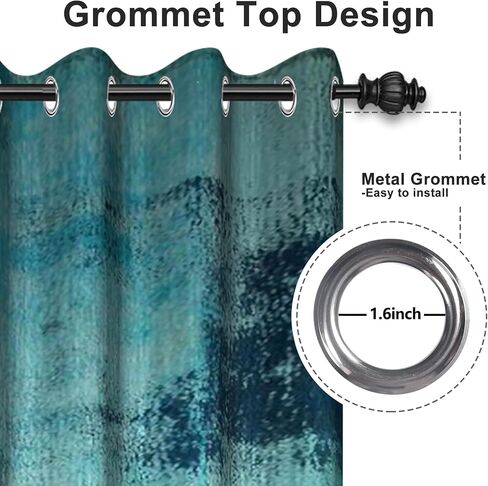 Teal Blue Abstract Art Curtains for Bedroom, Modern Contemporary Watercolor Print Turquoise Grey Window Drapes for Din, Cool Tone Painting for Living Room Decor,2 Panels,Each W42 xL63 in Kuwait