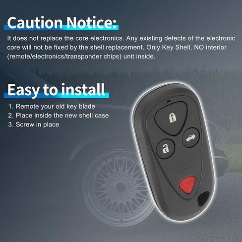 X AUTOHAUX Key Shell Case Keyless Entry Remote Key Fob Replacement Case for Acura TSX 2004-2008 for Acura TL 2002-2006 4 Buttons OUCG8D-387H-A in Saudi Arabia