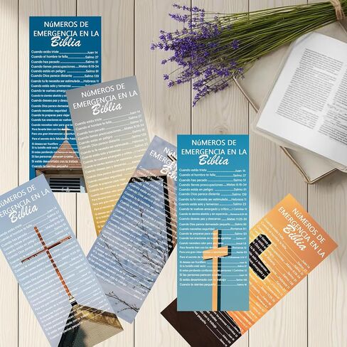 60 Pcs Spanish Bible Emergency Numbers Bookmark 2.36x6 Inch Inspirational Scripture Cards Religious Bible Verse Scripture Bookmark for Churches Sunday School Prayer Reading Rewards in Saudi Arabia