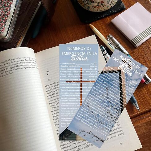 60 Pcs Spanish Bible Emergency Numbers Bookmark 2.36x6 Inch Inspirational Scripture Cards Religious Bible Verse Scripture Bookmark for Churches Sunday School Prayer Reading Rewards in Saudi Arabia