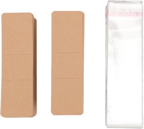 200PCS Set Kraft Bookmark Holder Display Cards with Transparent Self Adhesive Bags for Bookmark Wrapping in Saudi Arabia