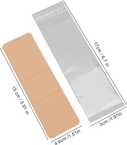 200PCS Set Kraft Bookmark Holder Display Cards with Transparent Self Adhesive Bags for Bookmark Wrapping in Saudi Arabia