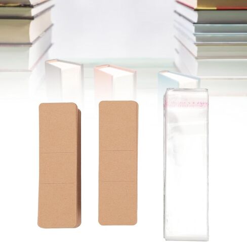200PCS Set Kraft Bookmark Holder Display Cards with Transparent Self Adhesive Bags for Bookmark Wrapping in Saudi Arabia