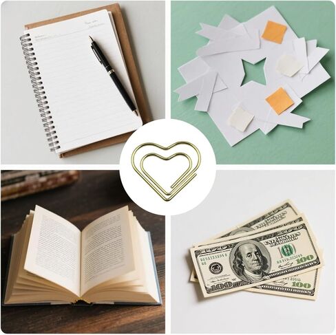 50 قطعة من مشابك الورق الذهبية على شكل قلب - دبابيس ورق صغيرة لطيفة على شكل قلب من الفولاذ المقاوم للصدأ إشارات مرجعية معدنية للوازم المكتبية والمدرسة والحرف اليدوية والديكور، مشابك ورق ذهبية صغيرة in Kuwait