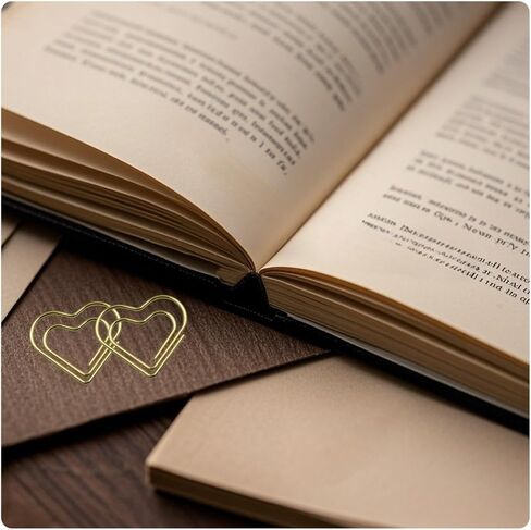 50 قطعة من مشابك الورق الذهبية على شكل قلب - دبابيس ورق صغيرة لطيفة على شكل قلب من الفولاذ المقاوم للصدأ إشارات مرجعية معدنية للوازم المكتبية والمدرسة والحرف اليدوية والديكور، مشابك ورق ذهبية صغيرة in Kuwait