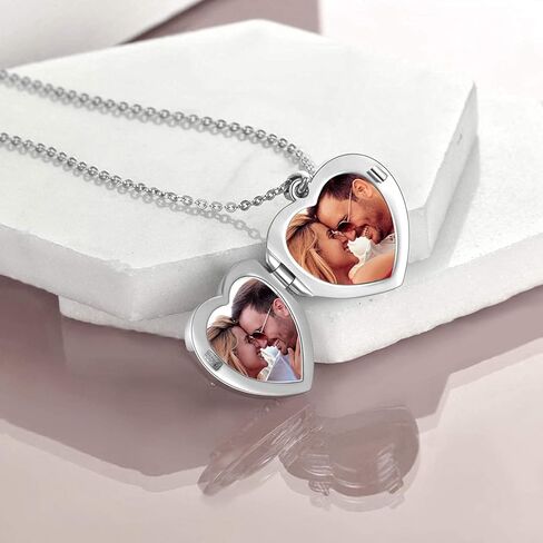 YOUFENG Sterling Silver Love Heart Locket Necklace That Holds Pictures Engraved I Love You to the Moon and Back Photo Lockets in Kuwait