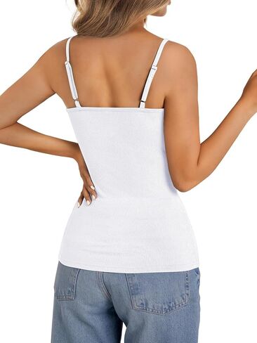 Camisole Tops for Women Lace Tank Top Ribbed Low Cut Fitted Basic Casual Shirts Adjustable Spaghetti Strap Tanks in Saudi Arabia