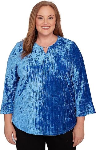 Crushed Velvet Keyhole Bell Sleeve Top in Saudi Arabia