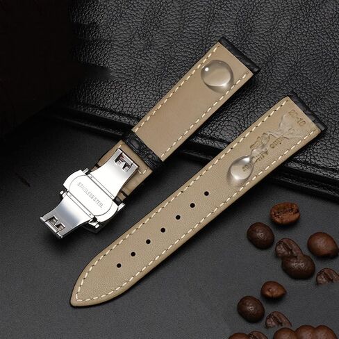 SKM Crocodile Leather watchband for Any Brand Wristband 16 17 18 19mm Straps with Folding Clasp (Color : Black Silver, Size : 18mm) in Saudi Arabia