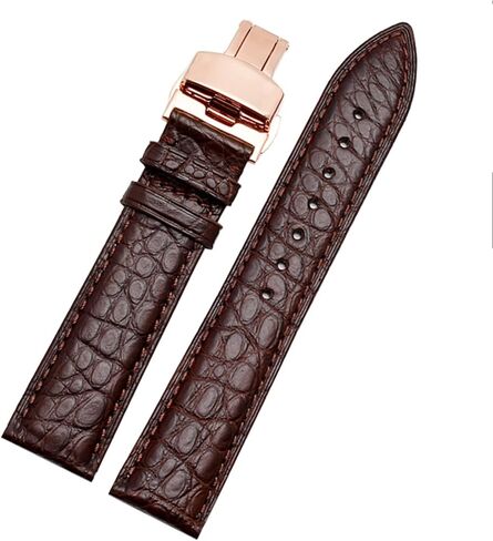 SKM Crocodile Leather watchband for Any Brand Wristband 16 17 18 19mm Straps with Folding Clasp (Color : Black Silver, Size : 18mm) in Saudi Arabia