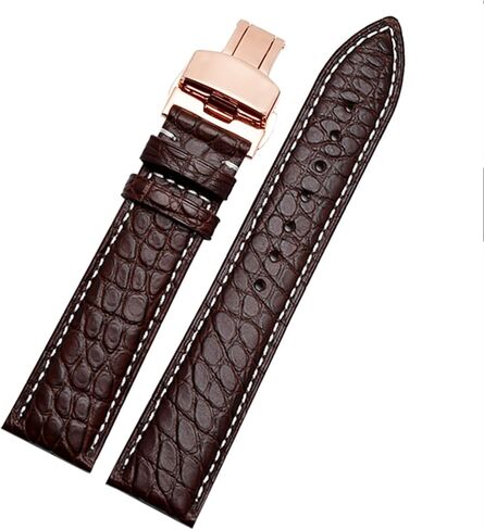 SKM Crocodile Leather watchband for Any Brand Wristband 16 17 18 19mm Straps with Folding Clasp (Color : Black Silver, Size : 18mm) in Saudi Arabia