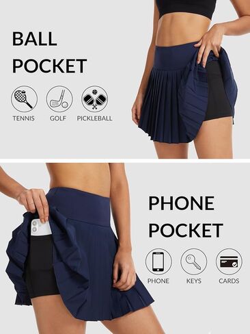 Womens Pleated Tennis Skirt with Pockets High Rise Golf Skorts Athletic Pickleball Skirts Mini Skort in Saudi Arabia