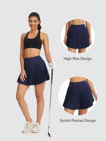 Womens Pleated Tennis Skirt with Pockets High Rise Golf Skorts Athletic Pickleball Skirts Mini Skort in Saudi Arabia