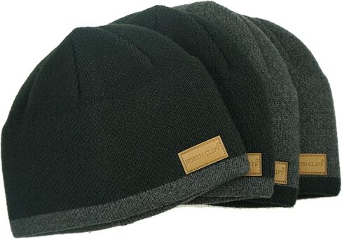 مجموعة من 4 قبعات شتوية للجنسين قبعات متماسكة دافئة للجري والتزلج وركوب الدراجات (قطعتان باللون الأسود + قطعتان باللون الرمادي الداكن) in Kuwait