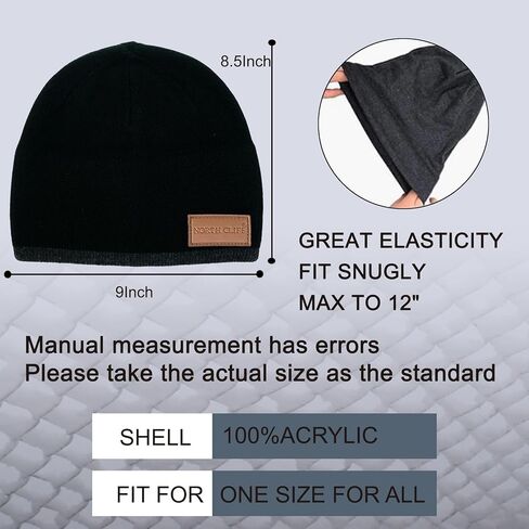 مجموعة من 4 قبعات شتوية للجنسين قبعات متماسكة دافئة للجري والتزلج وركوب الدراجات (قطعتان باللون الأسود + قطعتان باللون الرمادي الداكن) in Kuwait