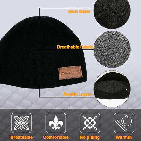 مجموعة من 4 قبعات شتوية للجنسين قبعات متماسكة دافئة للجري والتزلج وركوب الدراجات (قطعتان باللون الأسود + قطعتان باللون الرمادي الداكن) in Kuwait