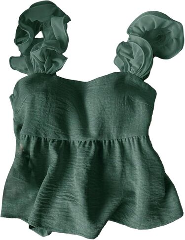 OYOANGLE Women's Ruffle Trim Babydoll Tank Top Sleeveless Bow Tie Back Cute Fairy Tops in Saudi Arabia