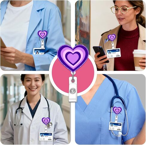 بكرة شارة ممرضة لطيفة ومضحكة، حامل شارة اسم الهوية الشخصية مع مشبك قابل للسحب، مشبك شارة العمل لـ RN CNA LPN LVN العامل الطبي وطالب التمريض in Kuwait