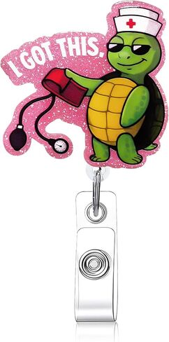 Cute Funny Nurse Badge Reel,Personalized ID Name Badge Holder with Retractable Clip,Work Badge Clip for RN CNA LPN LVN Medical Worker Doctor Nursing Student in Kuwait