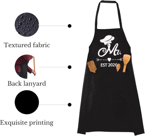 Mr and Mrs Est 2024 Mug and Apron Set, Wedding Engagement Anniversary Bridal Shower Gifts for Couple Mr and Mrs Smith Bride Groom Husband Wife Newlyweds Gifts. in Saudi Arabia