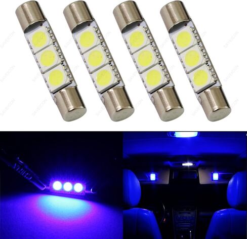 3-SMD 29mm T6 6614F LED لمبات LED لواقي الشمس للسيارة وأضواء مرآة الزينة (10 قطع) (أحمر) in Kuwait