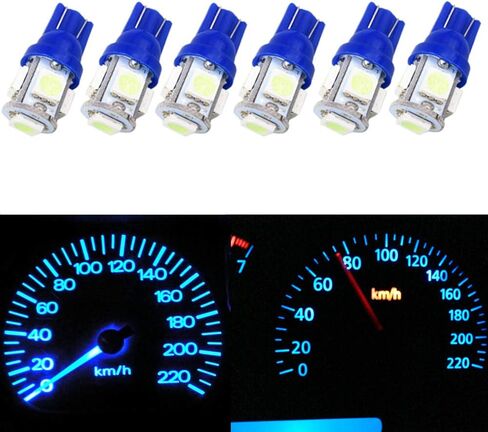 WLJH T10 194 Led Light for Cars Interior Light Instrument Cluster Lights Dome Map Door Courtesy Gauge Dash Lights Indicator Bulbs Multi-Purpose 6Pack White in Kuwait