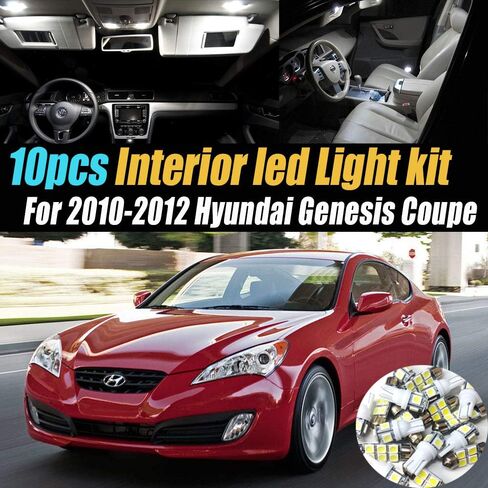10Pc Super White 6000k Car Interior LED Light Bulb Kit Pack Compatible for 2010-2012 Hyundai Genesis Coupe in Kuwait