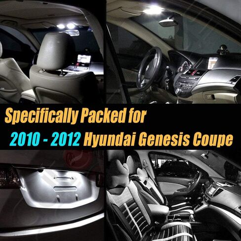 10Pc Super White 6000k Car Interior LED Light Bulb Kit Pack Compatible for 2010-2012 Hyundai Genesis Coupe in Kuwait