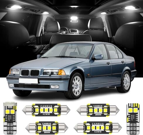 14 Pieces Interior LED Lights Replacement for BMW 3 Series E36 Sedan Coupe Wagon Touring 1991-1998 White LED Interior Bulb with Install Tool in Kuwait