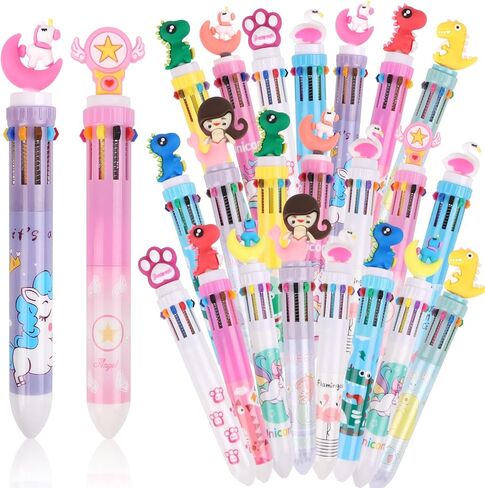 CCINEE 24pcs Multicolor Ballpoint Pen, Cute Retractable Writing Pen Bulk Stationery Rainbow Pens for Coworker Gifts in Saudi Arabia