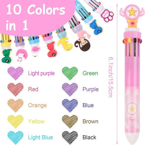 CCINEE 24pcs Multicolor Ballpoint Pen, Cute Retractable Writing Pen Bulk Stationery Rainbow Pens for Coworker Gifts in Saudi Arabia