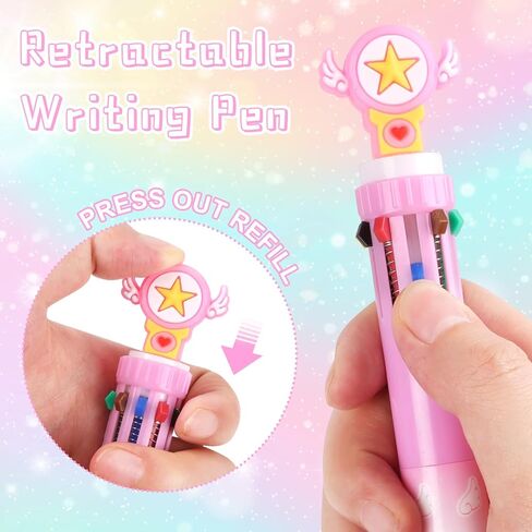 CCINEE 24pcs Multicolor Ballpoint Pen, Cute Retractable Writing Pen Bulk Stationery Rainbow Pens for Coworker Gifts in Saudi Arabia