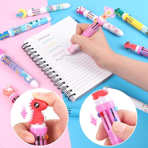 CCINEE 24pcs Multicolor Ballpoint Pen, Cute Retractable Writing Pen Bulk Stationery Rainbow Pens for Coworker Gifts in Saudi Arabia