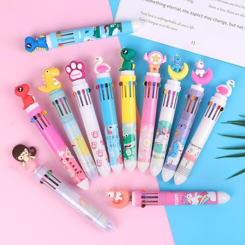 CCINEE 24pcs Multicolor Ballpoint Pen, Cute Retractable Writing Pen Bulk Stationery Rainbow Pens for Coworker Gifts in Saudi Arabia