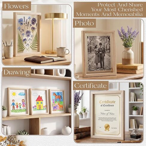 12 Pack Pressed Flower Frames 8x6, Double Clear Acrylic Floating Picture Frame for Botanical Specimen, Wooden Herbarium Display Frame for Wall or Tabletop, DIY Flower Preservation Decor in Kuwait