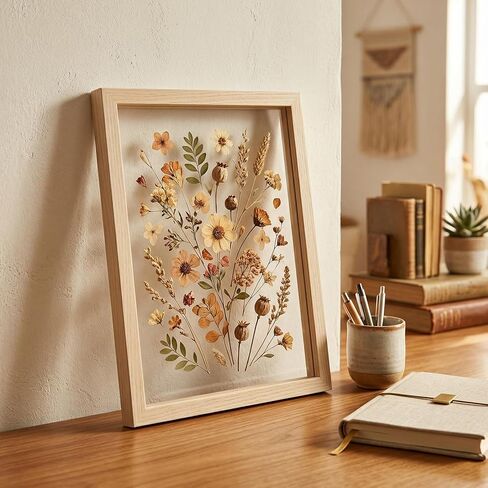 12 Pack Pressed Flower Frames 8x6, Double Clear Acrylic Floating Picture Frame for Botanical Specimen, Wooden Herbarium Display Frame for Wall or Tabletop, DIY Flower Preservation Decor in Kuwait