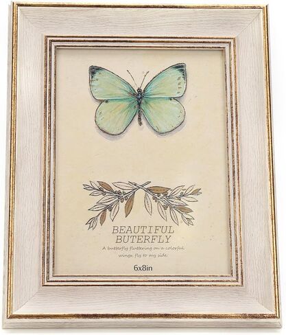6x8 Inches Vintage Feel Rustic Picture Frame for Tabletop or Wall Hanging with Glass Front (6x8, White) in Kuwait
