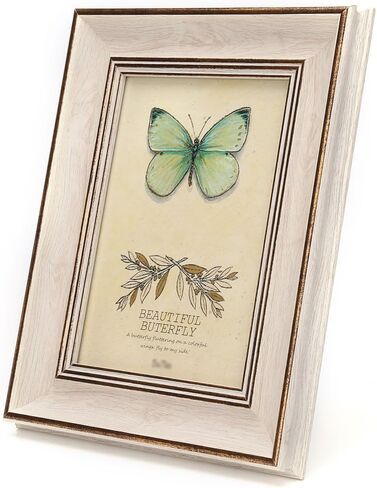 6x8 Inches Vintage Feel Rustic Picture Frame for Tabletop or Wall Hanging with Glass Front (6x8, White) in Kuwait