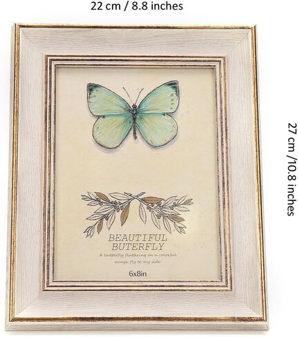 6x8 Inches Vintage Feel Rustic Picture Frame for Tabletop or Wall Hanging with Glass Front (6x8, White) in Kuwait