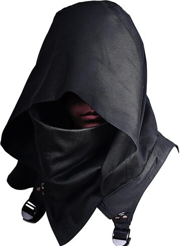 HIBIRETRO Cyberpunk Rogue Cowl Hood Scarf, Winter Neck Warmer Costume Hooded Cape Hat for Halloween Cosplay and Daily Wear in Kuwait