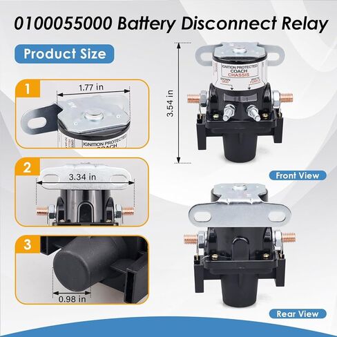 0100055000 Battery Disconnect Relay - 12V 100A Latching Solenoid Plug-in Replacement for Intellitec 01-00055-000, RV Marine Automotive Battery Cut Off Switch in Kuwait